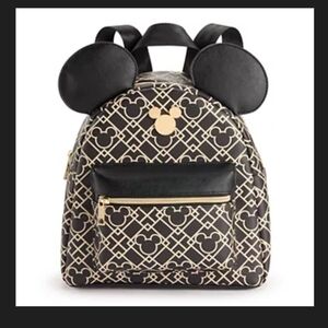 Disney Black & Gold Foil Mickey Pattern Mini Backpack